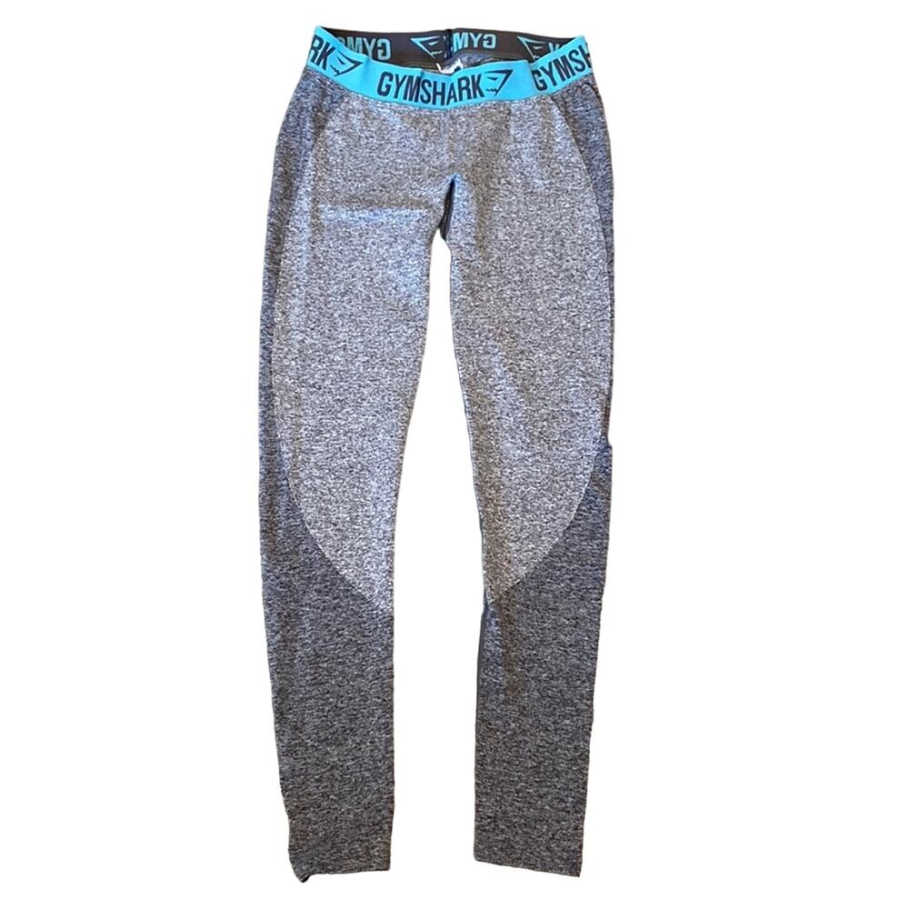 GYM SHARK Grey Blue Waistband Flex Low Rise Leggings XS